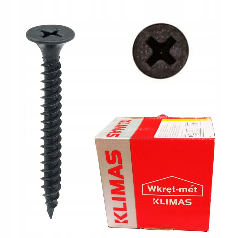 Wkręt do mocowania płyt G-K do podłoży stal. 3,5 x 55 mm 500 szt. WKRĘT-MET