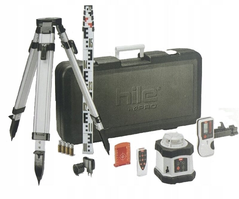HILE by PRO LASER ROTACYJNY D400 (CZERW.) WALIZKA, STATYW, ŁATA