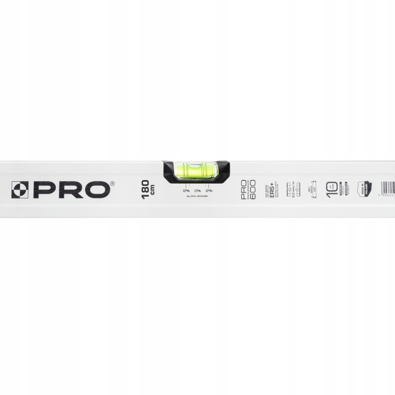 POZIOMNICA PRO600 Plus, biała, libella 2% 180cm