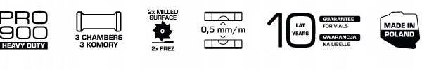 POZIOMNICA PRO900 HEAVY DUTY RED 180cm PRO