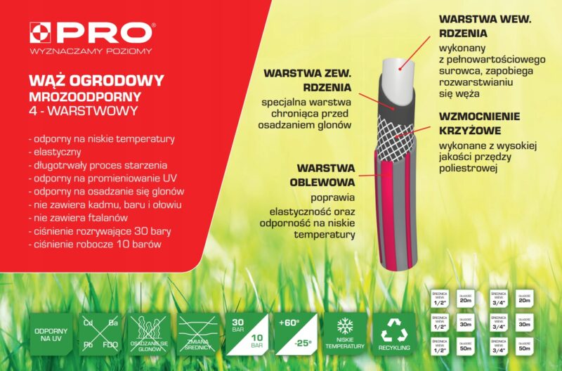 PRO Wąż 4-warstwowy Mrozoodporny 3/4" 50m