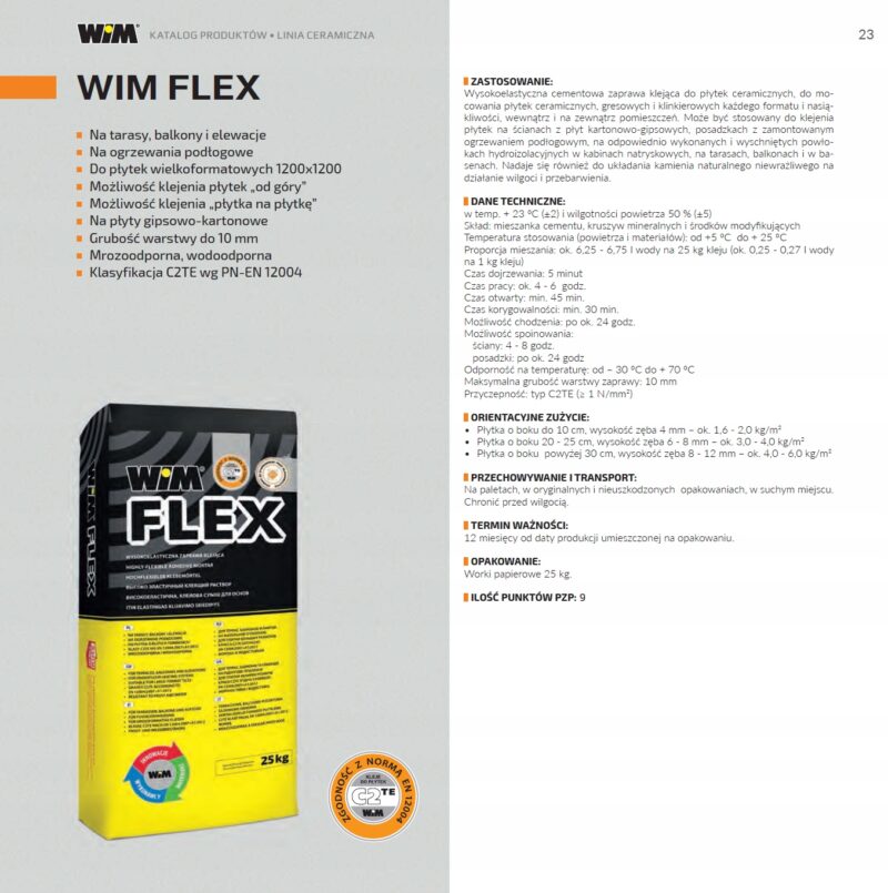 WIM FLEX WYSOKO ELASTYCZNA ZAPRAWA KLEJĄCA 25 KG