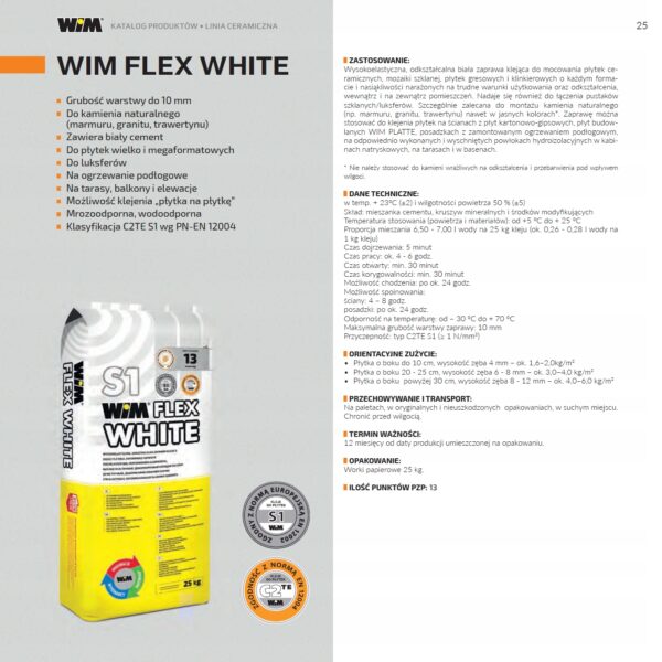 WIM FLEX WYSOKO ELASTYCZNA ZAPRAWA KLEJĄCA 25 KG