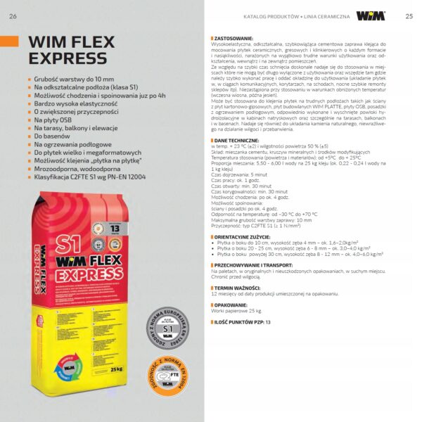 WIM FLEX WYSOKO ELASTYCZNA ZAPRAWA KLEJĄCA 25 KG