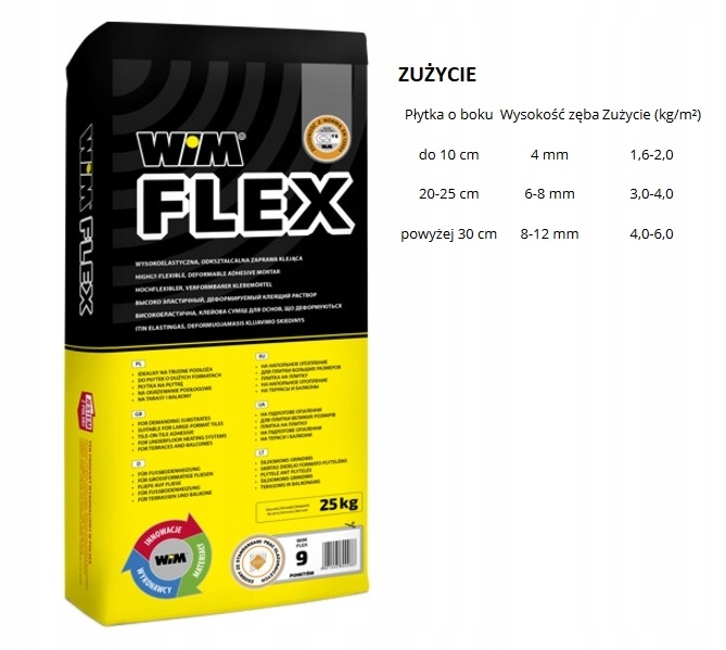 WIM FLEX WYSOKO ELASTYCZNA ZAPRAWA KLEJĄCA 25 KG