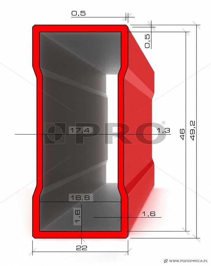 POZIOMNICA PRO600 MAL. CZERWONA MAGN. 150 CM