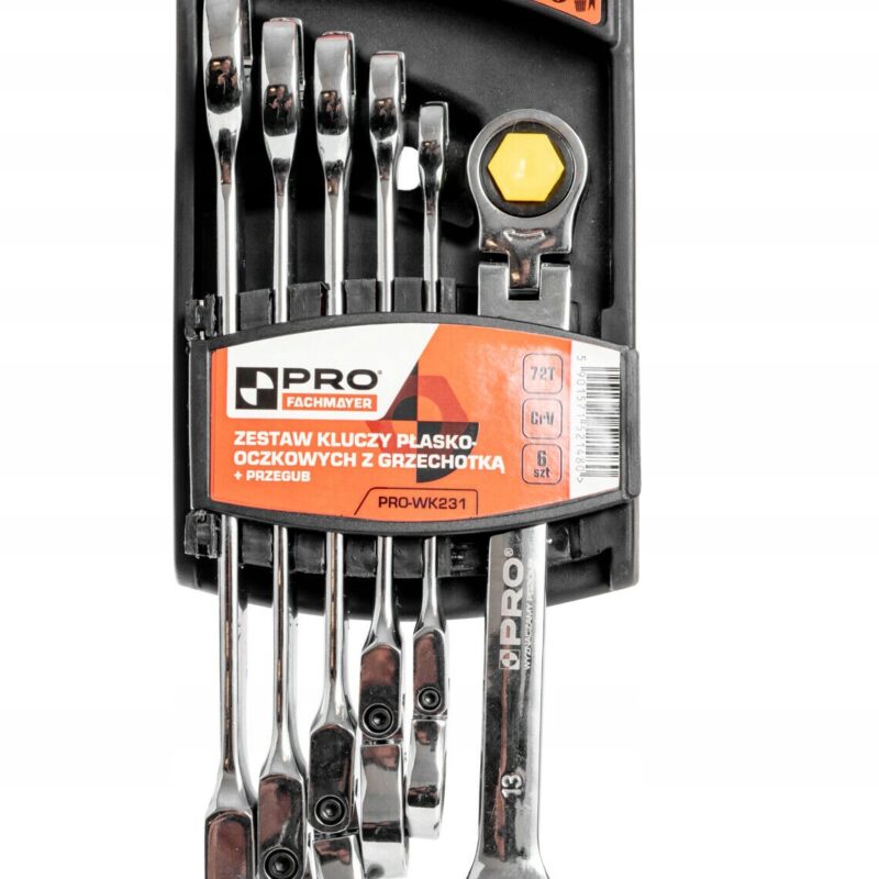 image-3941.jpeg PRO ZESTAW KLUCZY PŁASKOOCZKOWYCH Z GRZECHOTKĄ I PRZEGUBEM 6szt PRO-WK231