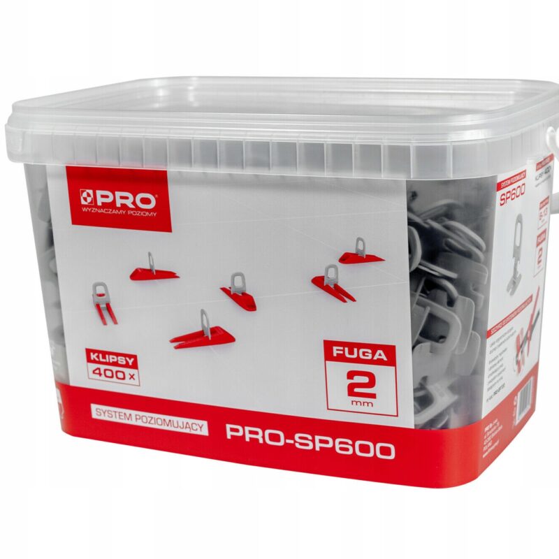 SYSTEM POZIOMUJĄCY PRO-SP 600 2MM KLIPSY 800 SZT + WIADRO 10L