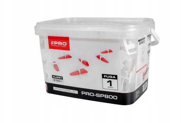 SYSTEM POZIOMUJĄCY PRO-SP 800 1MM KLIPSY 250 SZT WIADRO 5L