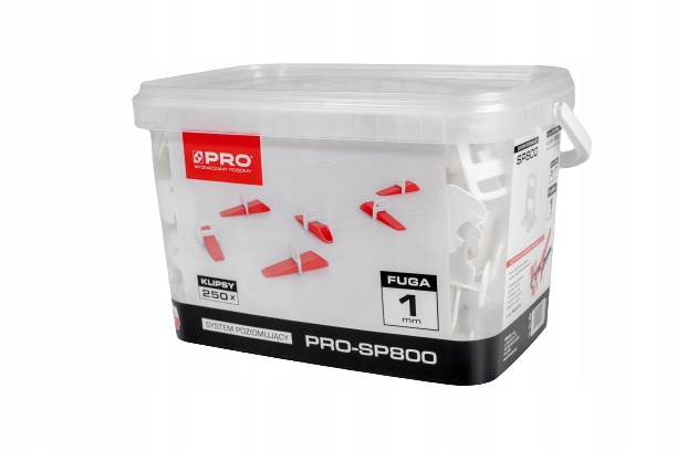 SYSTEM POZIOMUJĄCY PRO-SP 800 1MM KLIPSY 250 SZT WIADRO 5L