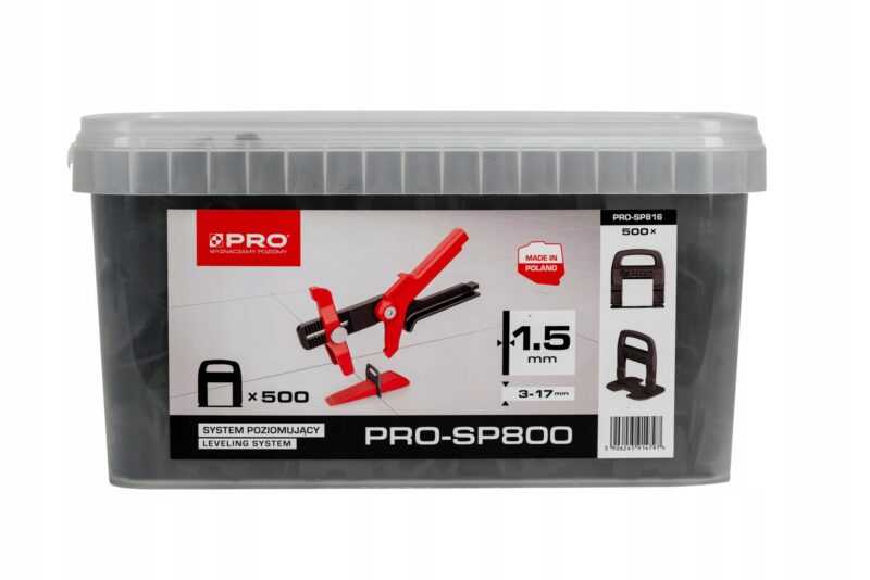 image-494.jpeg SYSTEM POZIOMUJĄCY PRO-SP 800 1,5MM KLIPSY 500 SZT WIADRO 10L